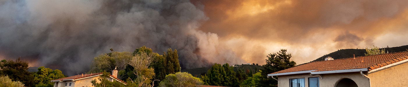 Wildfires over a residential area