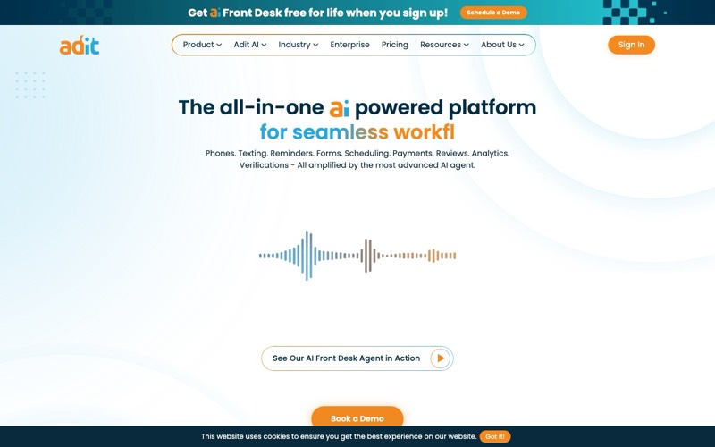 Adit homepage screenshot - all-in-one dental practice management software