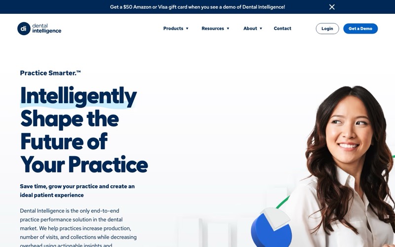 Dental Intelligence homepage screenshot - dental practice performance platform