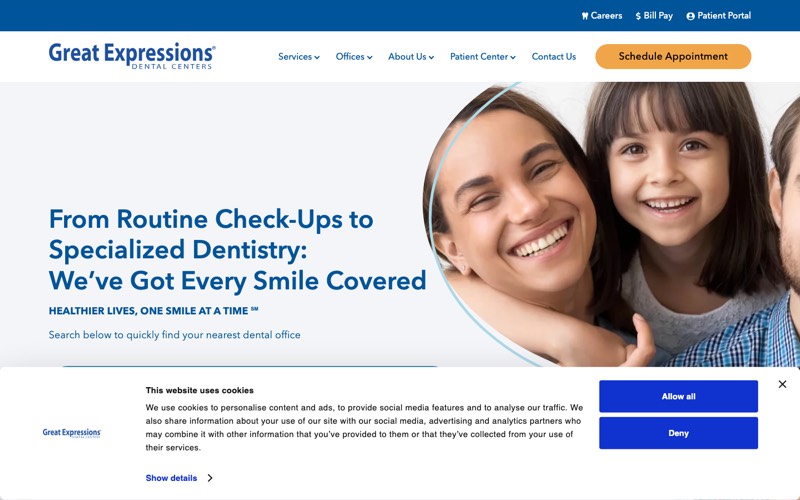 Great Expressions Dental Centers homepage screenshot