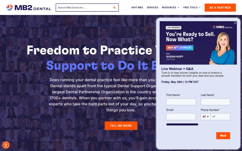MB2 Dental homepage screenshot