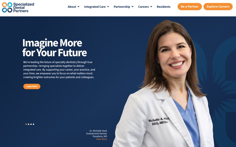 Specialized Dental Partners homepage screenshot