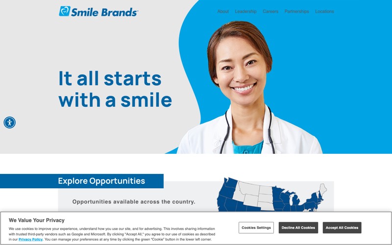 Smile Brands homepage screenshot