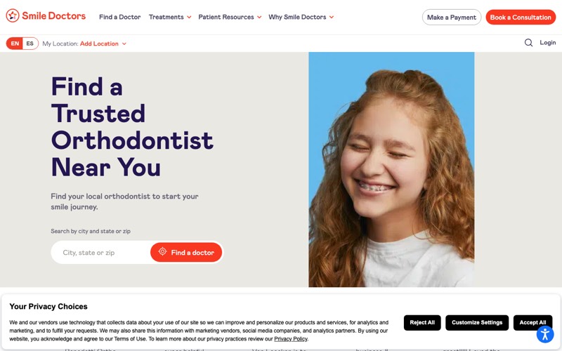 Smile Doctors homepage screenshot