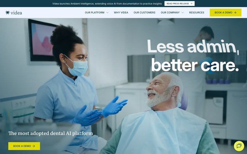 VideaHealth homepage screenshot - AI dental platform