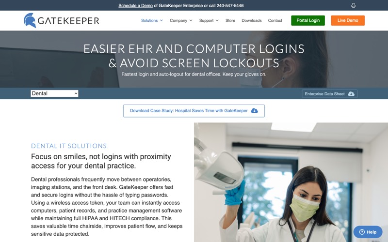 GateKeeper proximity access dental login page screenshot