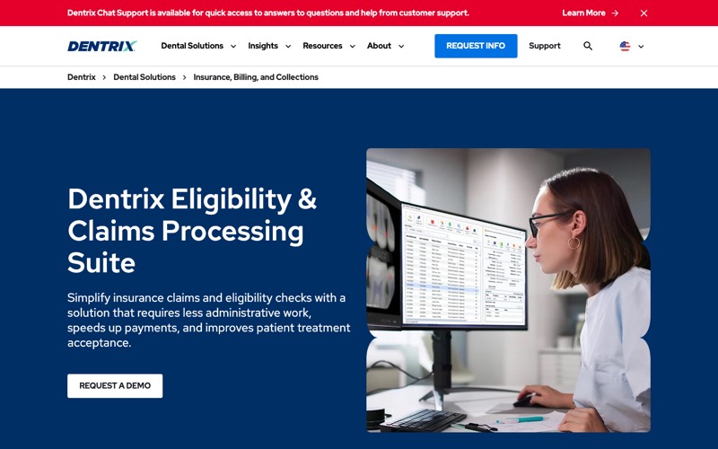 Dentrix Eligibility and Claims Processing Suite page screenshot - Dentrix eClaims