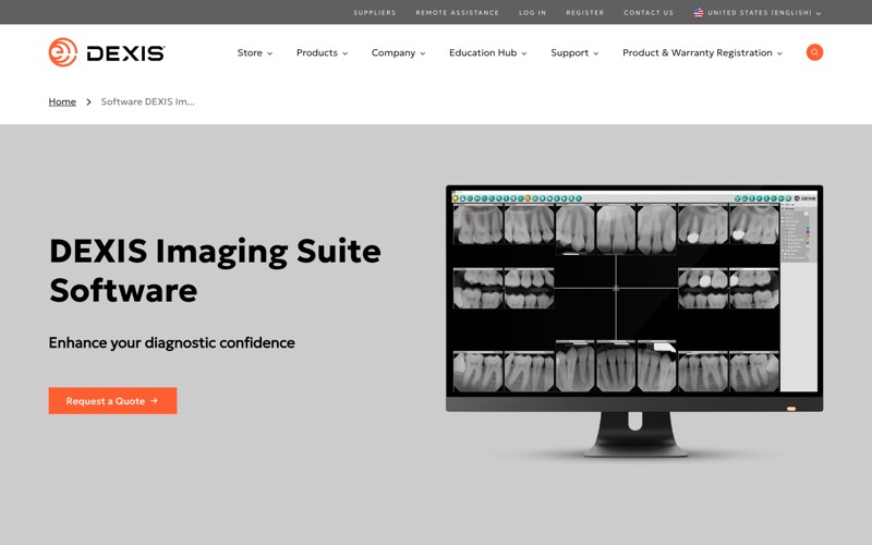 DEXIS Imaging Suite page screenshot - dental imaging software