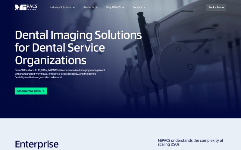 MiPACS DSO page screenshot - enterprise dental imaging software