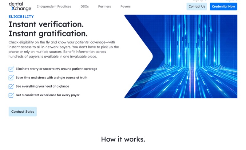 DentalXChange Eligibility page screenshot - dental insurance verification